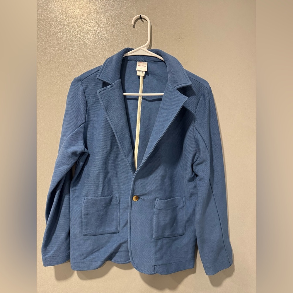Hanna Andersson Knit Twill Blazer in Blue Size Girls 12